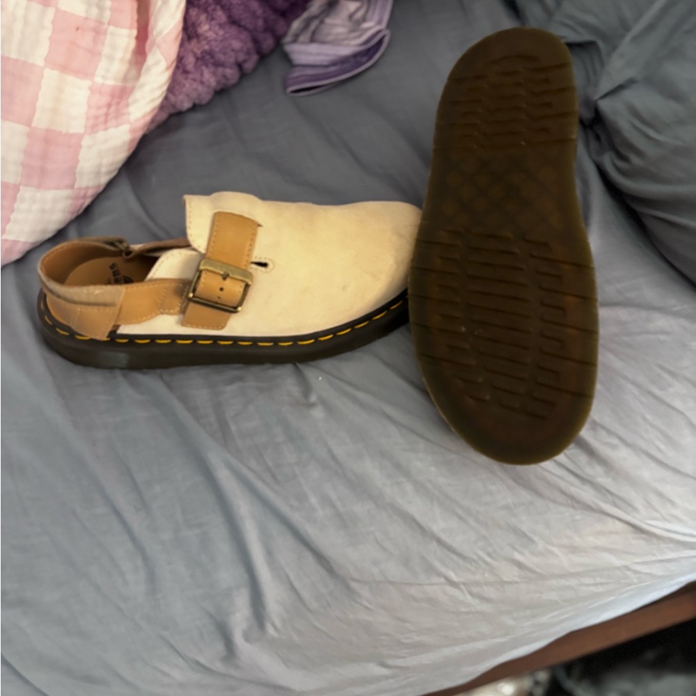 Dr. Martens Beige and Tan Leather Clog Mule